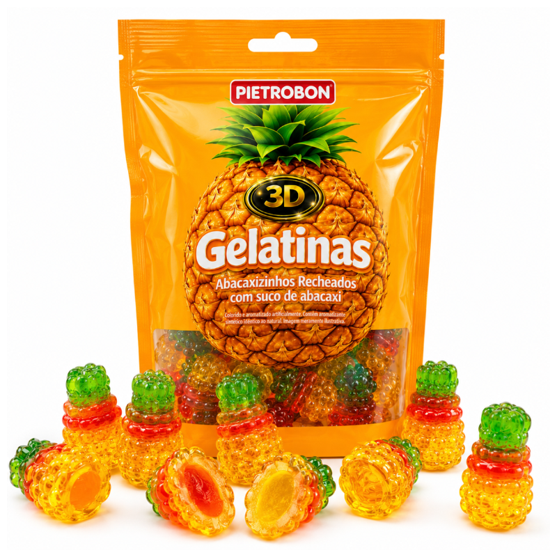 GELATINA 3D ABACAXI RECHEADA 80G