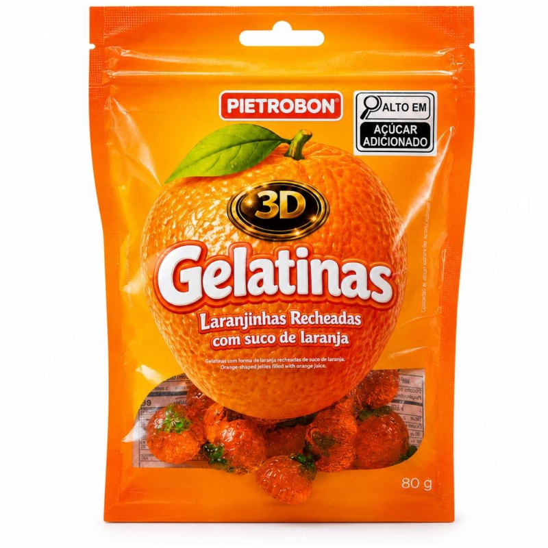 GELATINA 3D LARANJA RECHEADA 80G