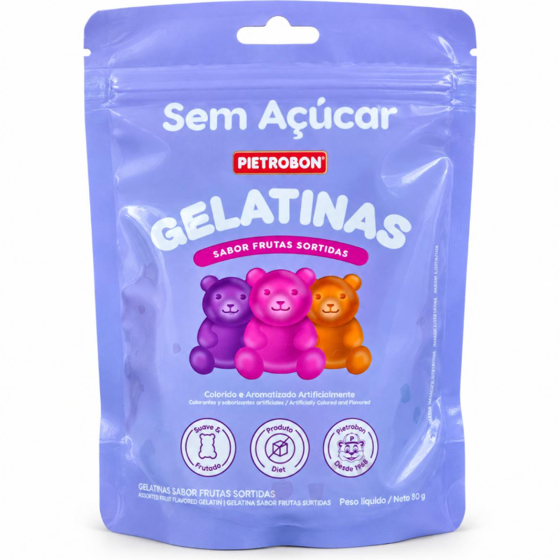 GELATINA ZERO ACUCAR URSOS SORTIDA 80G