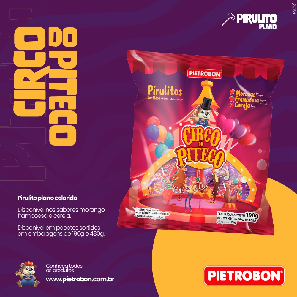 Pietrobon | PIRULITO PLANO 480G CIRCO DO PITECO