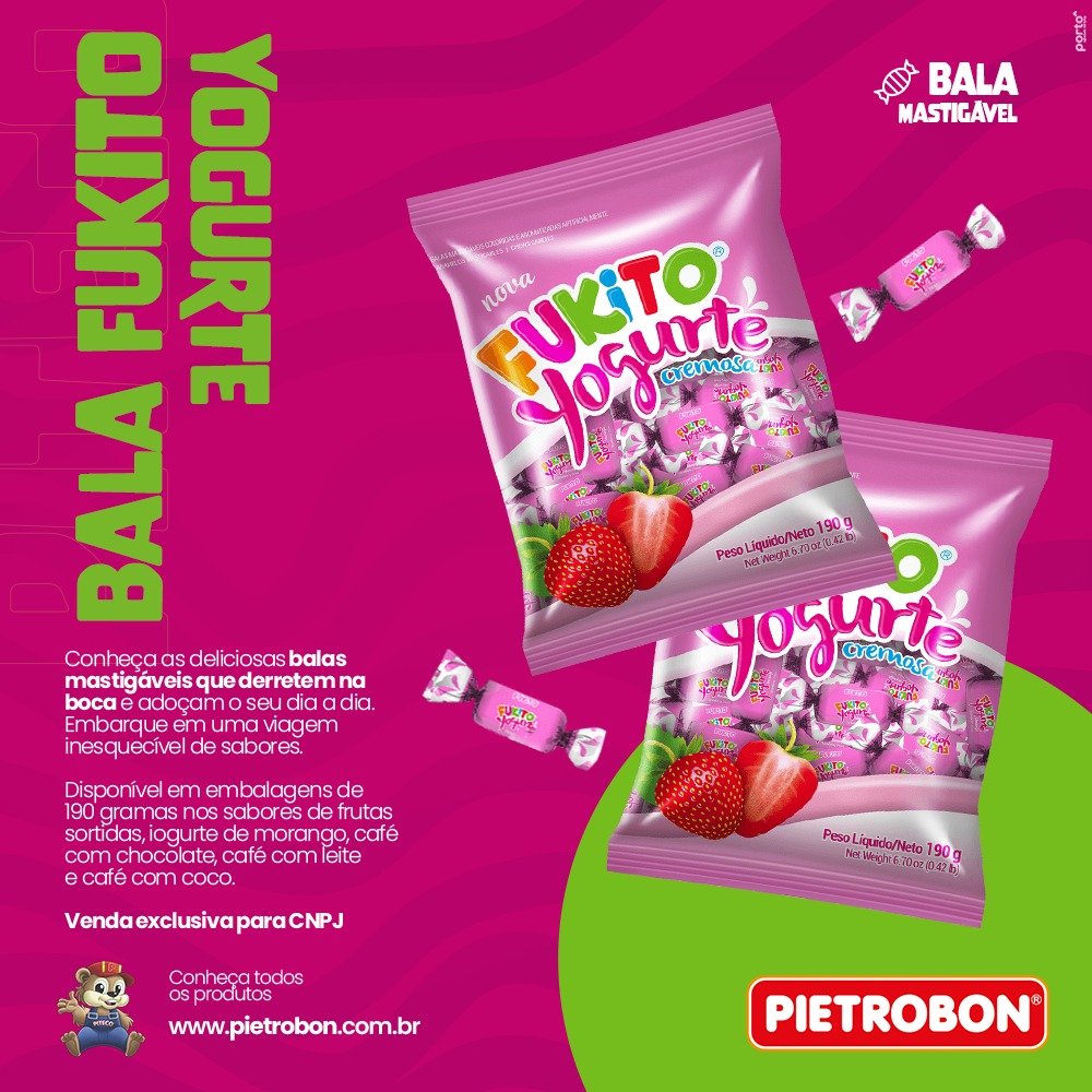 Pietrobon | BALA 190G YOGURTE MORANGO FUKITO