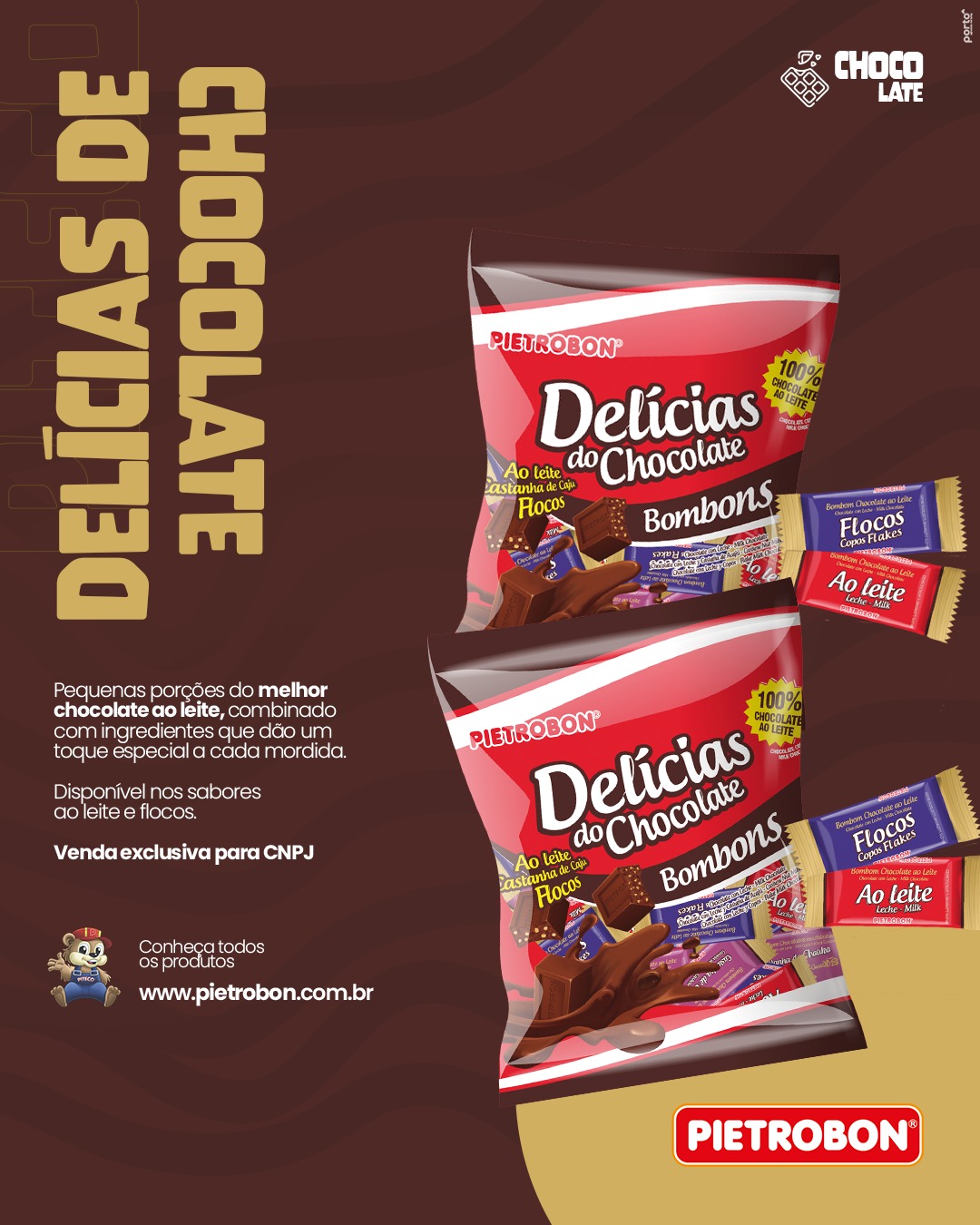 Pietrobon | BOMBONS DELICIAS CHOCOLATE  400G