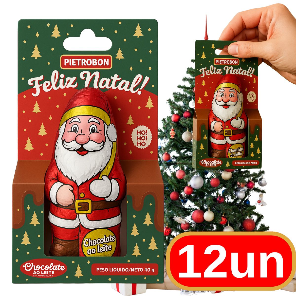 Pietrobon | PAPAI NOEL PIETROBON 12X40G P/GANCHEIRA