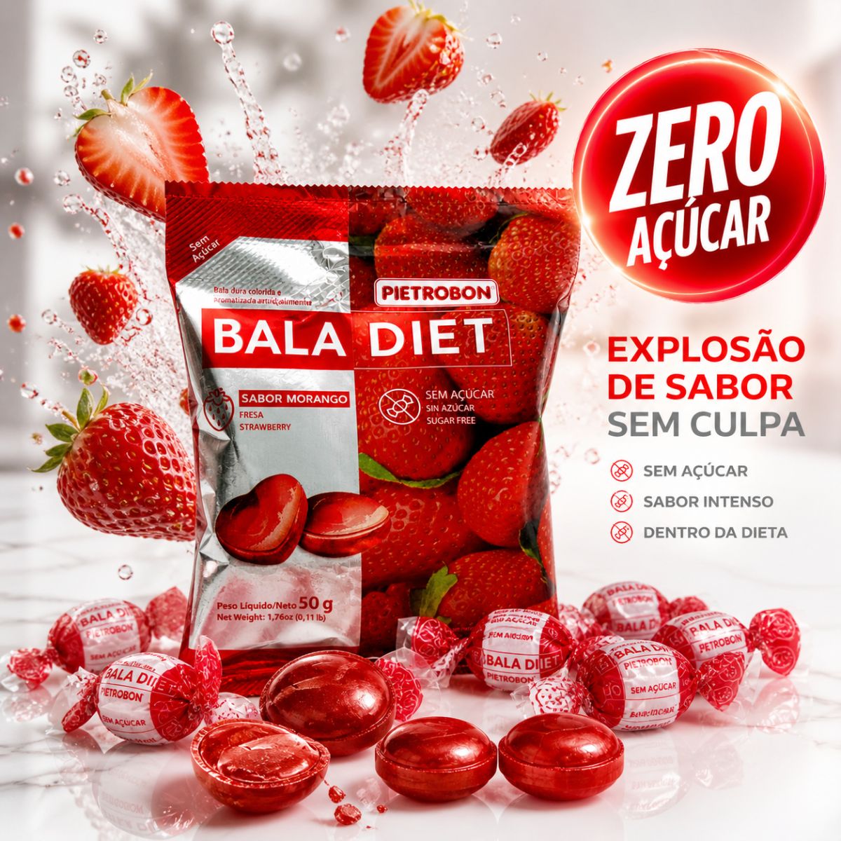 Pietrobon | BALA 50G SUPER FRESH DIET - MORANGO