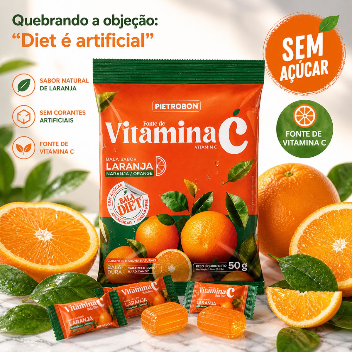 Pietrobon | BALA 50G VITAMINA C DIET - LARANJA