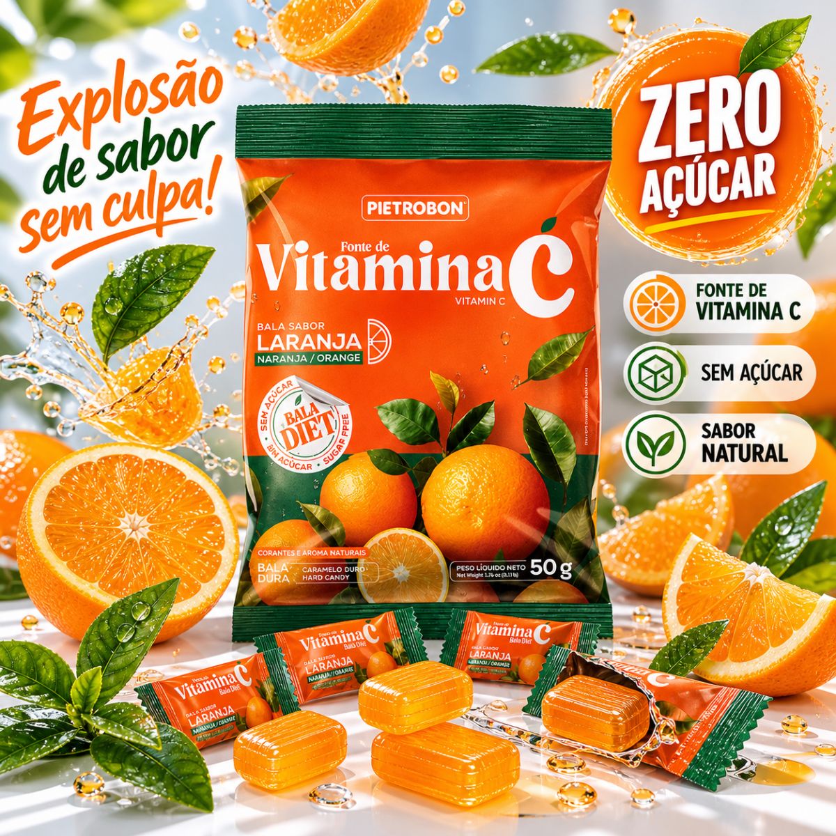 Pietrobon | BALA 50G VITAMINA C DIET - LARANJA