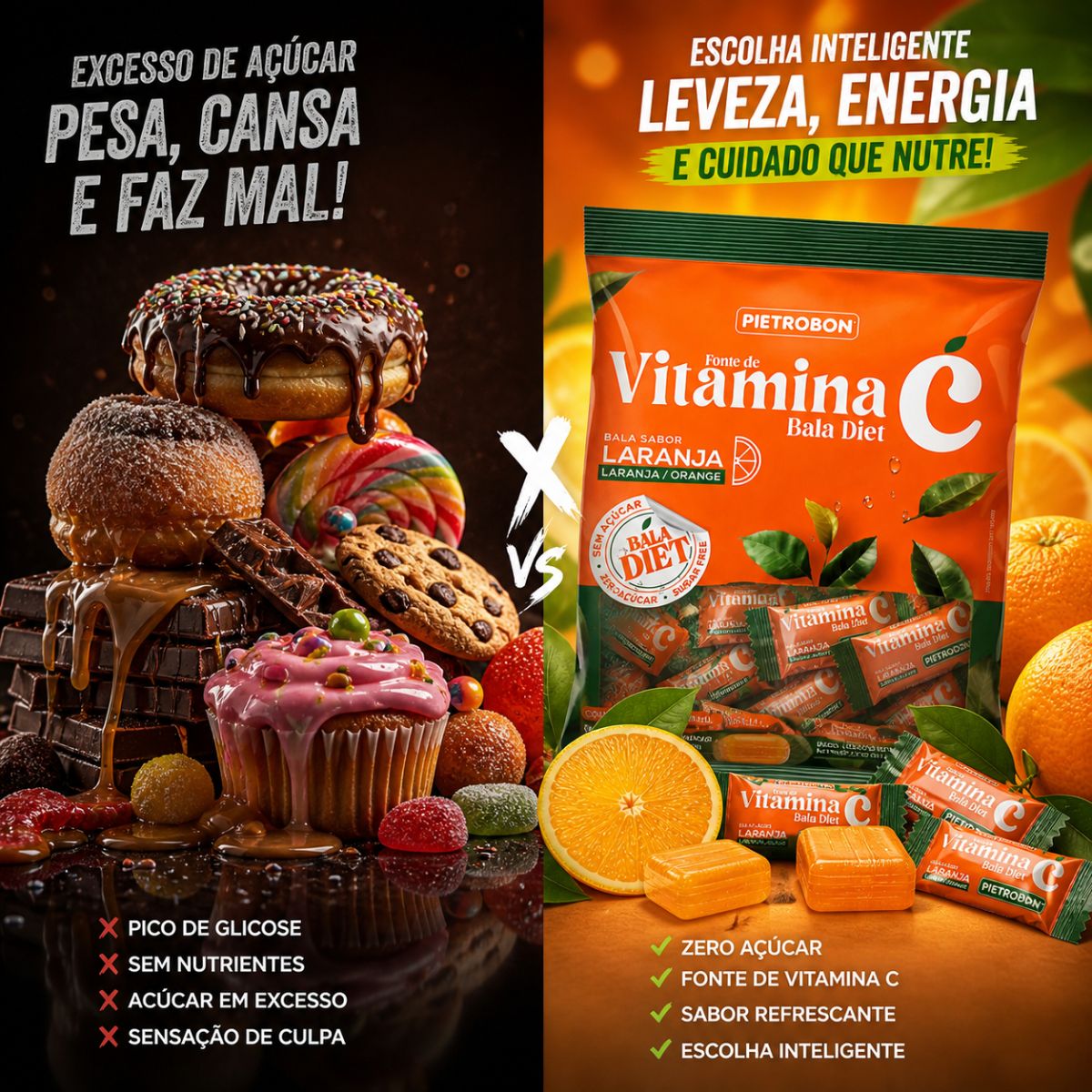 Pietrobon | BALA 50G VITAMINA C DIET - LARANJA