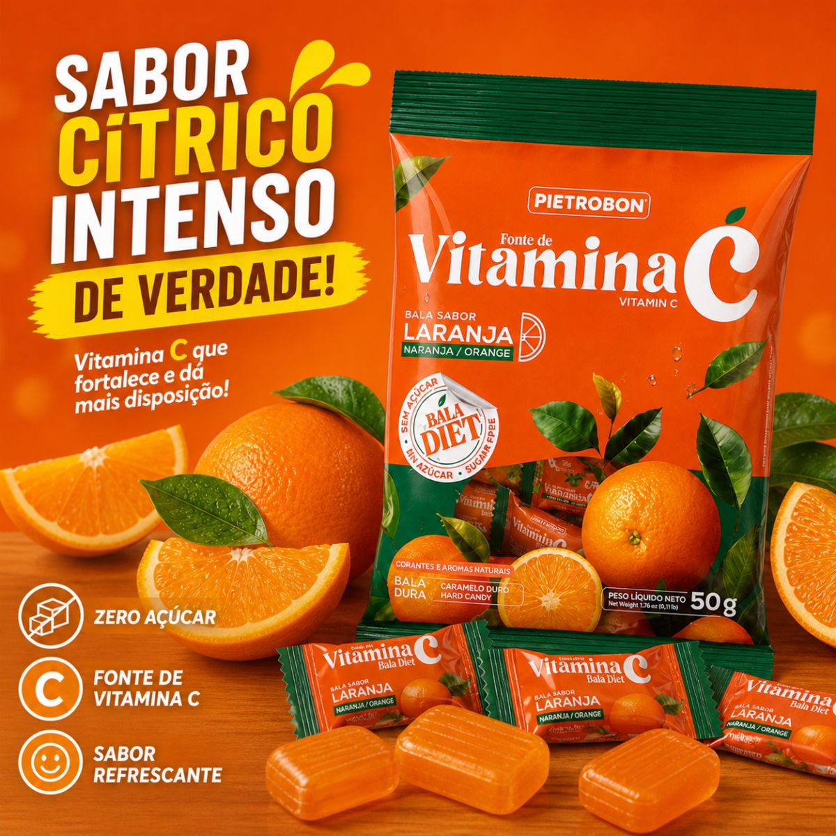 Pietrobon | BALA 50G VITAMINA C DIET - LARANJA