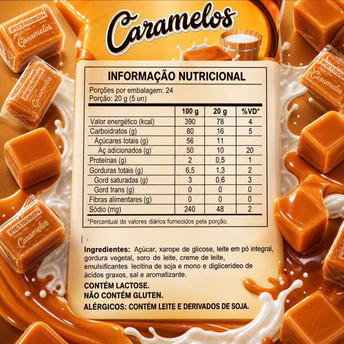Pietrobon | BALA 250G CARAMELO LEITE