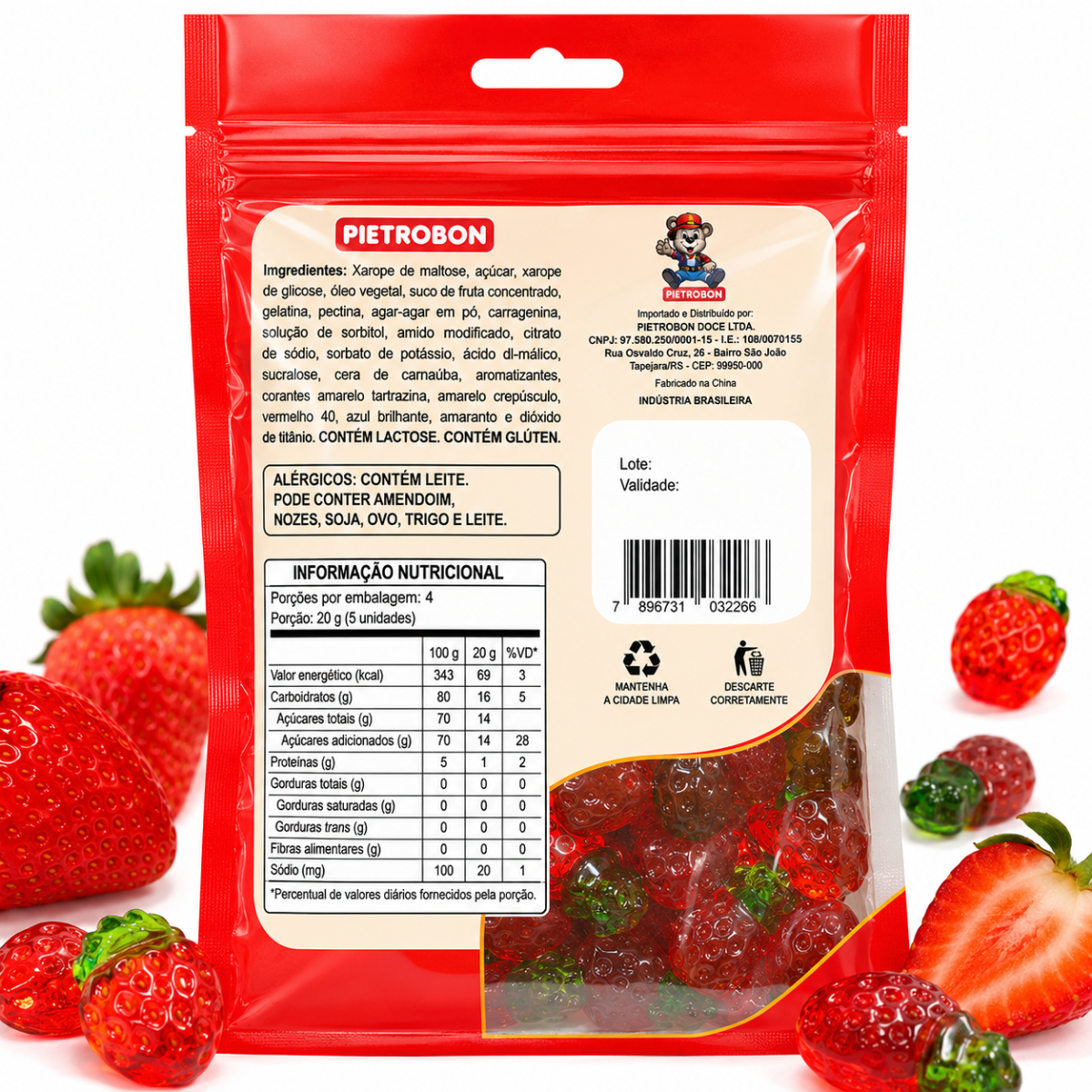 Pietrobon | GELATINA 3D MORANGO RECHEADA 80G