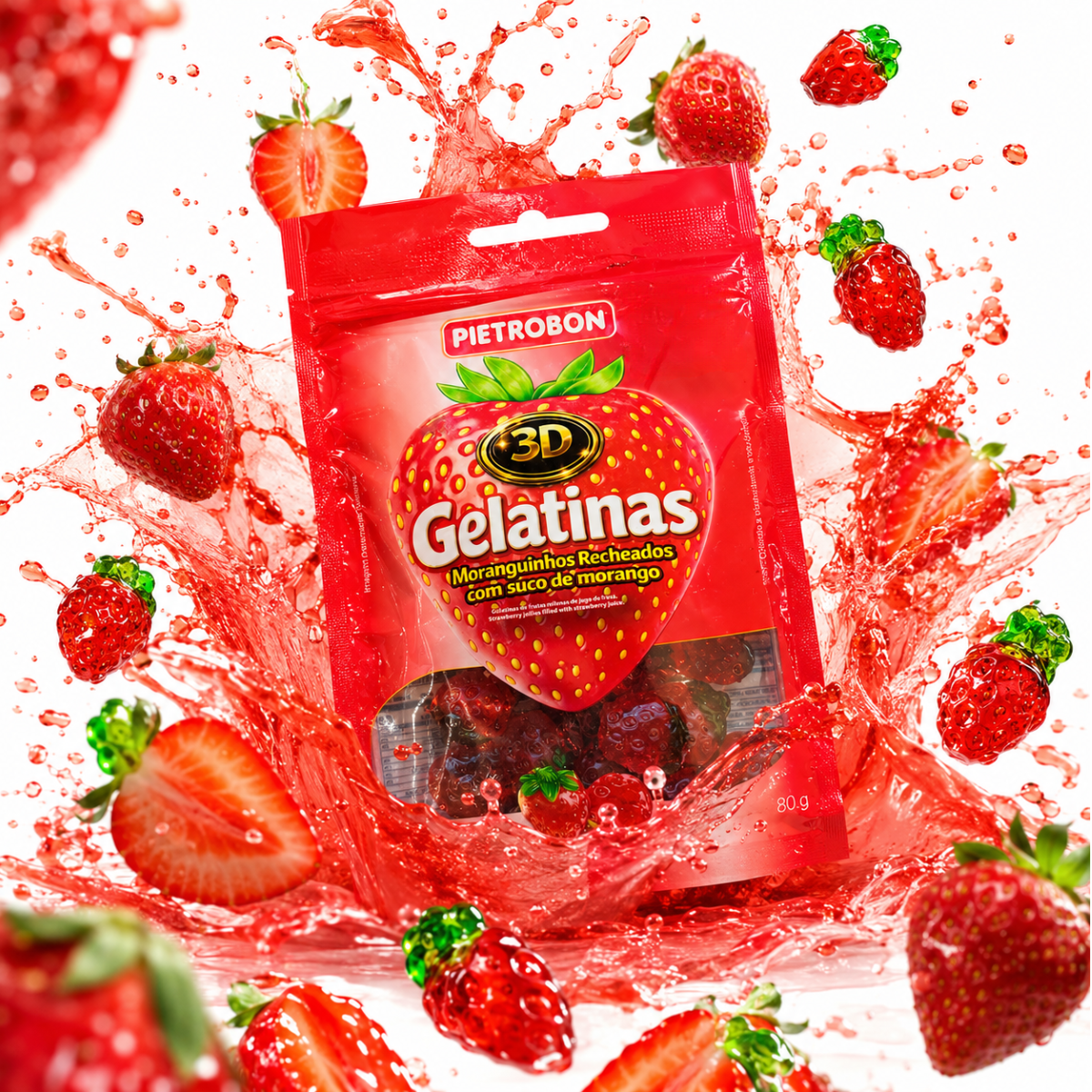 Pietrobon | GELATINA 3D MORANGO RECHEADA 80G