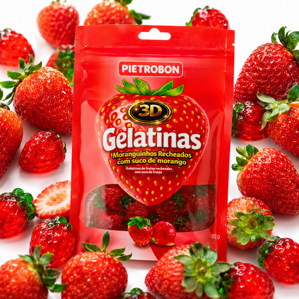 Pietrobon | GELATINA 3D MORANGO RECHEADA 80G