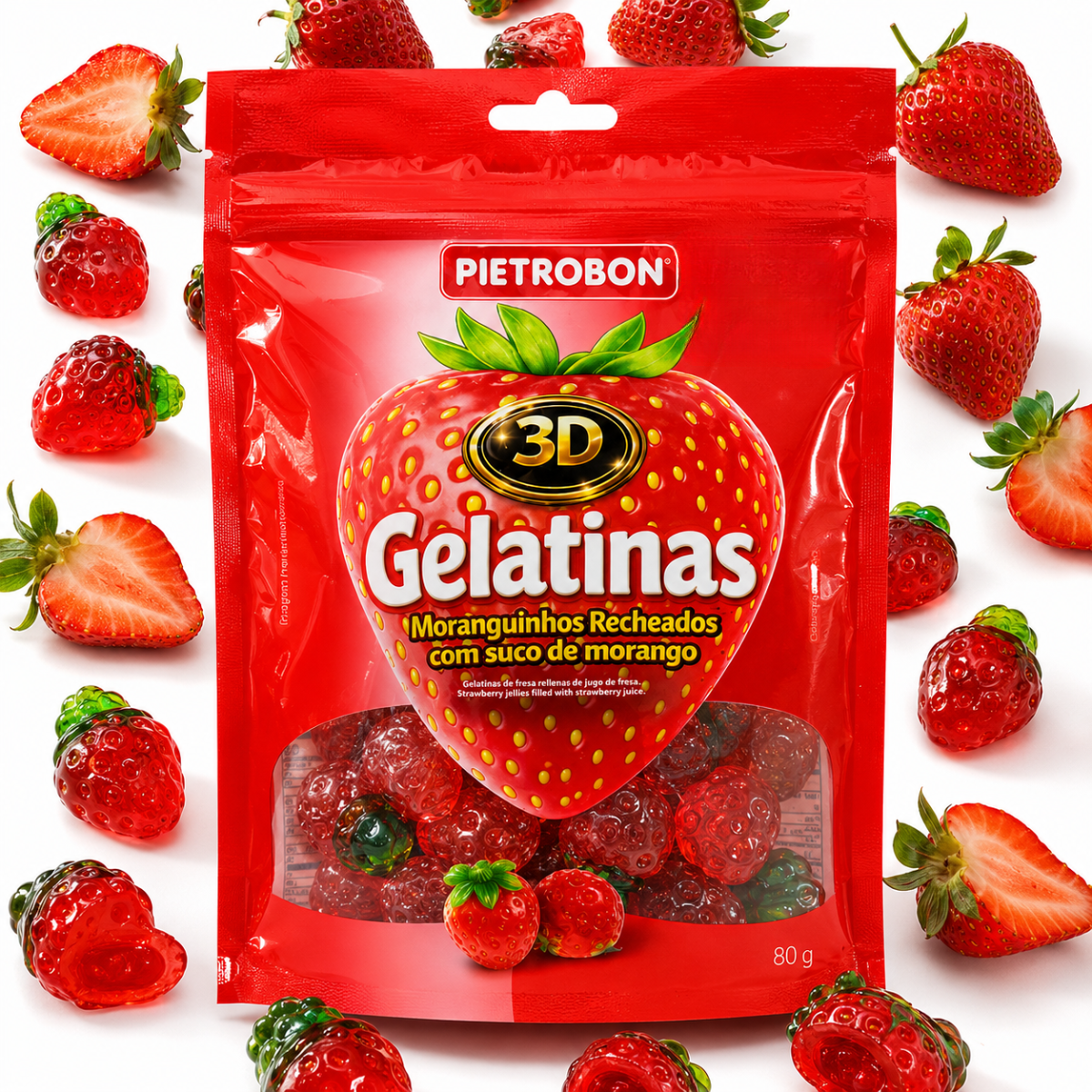 Pietrobon | GELATINA 3D MORANGO RECHEADA 80G