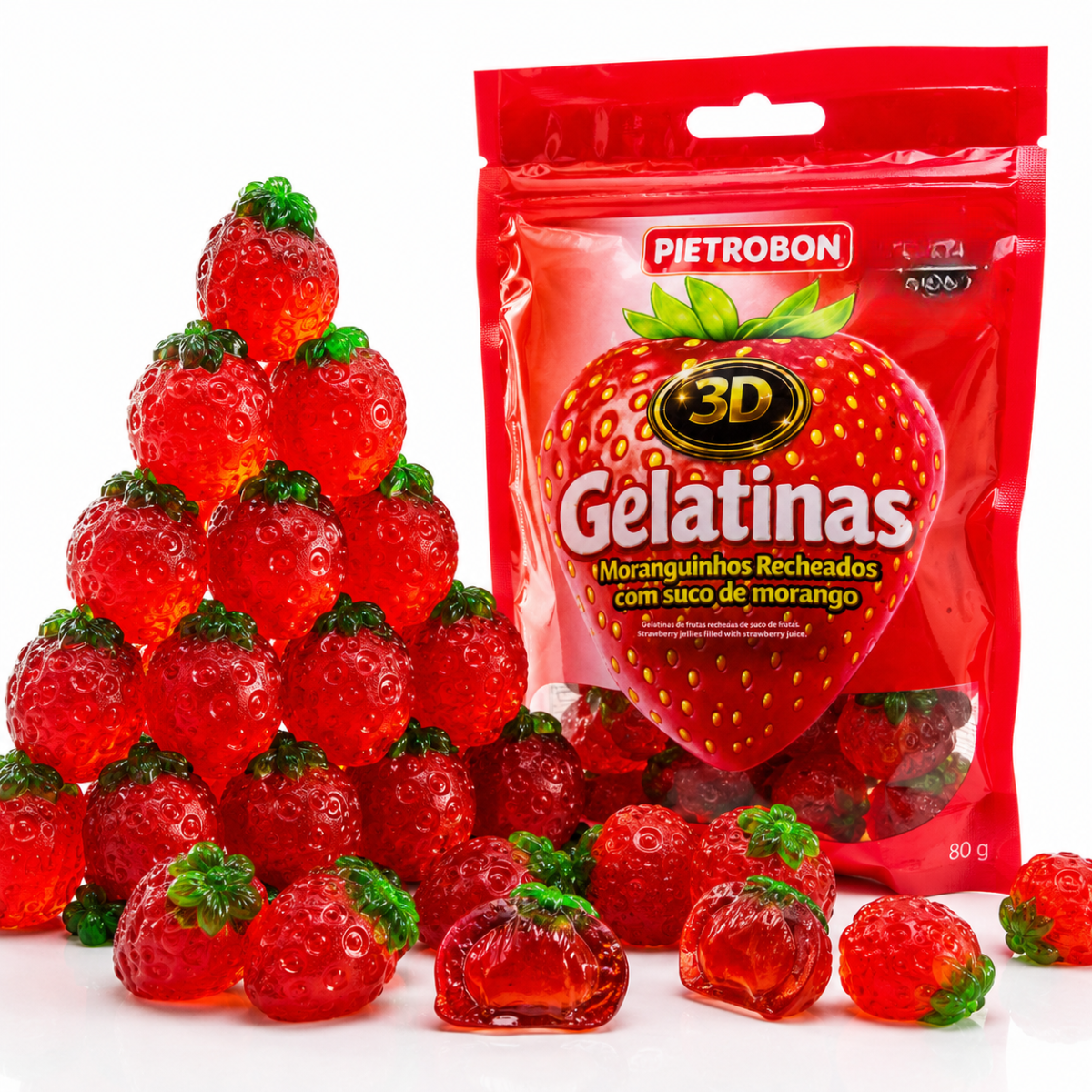Pietrobon | GELATINA 3D MORANGO RECHEADA 80G