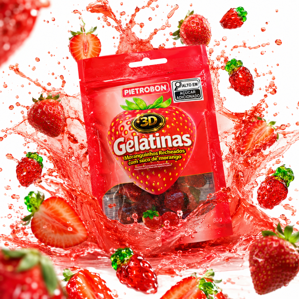 Pietrobon | GELATINA 3D MORANGO RECHEADA 80G