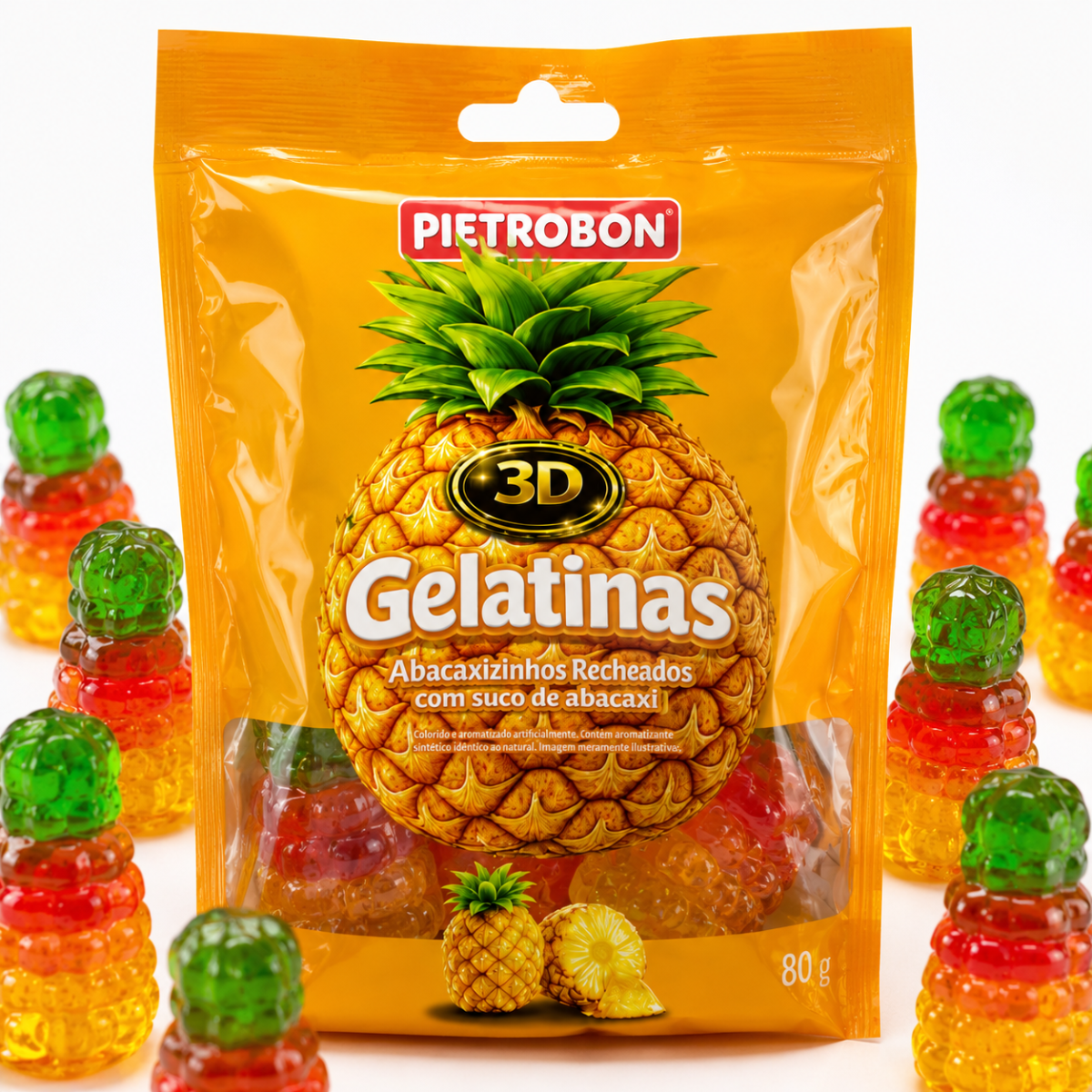 Pietrobon | GELATINA 3D ABACAXI RECHEADA 80G