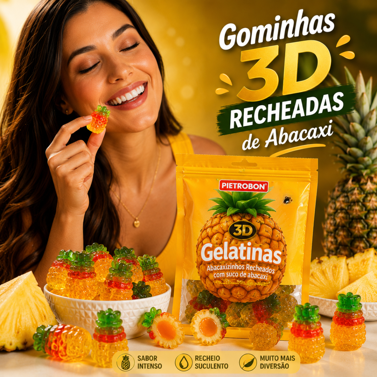 Pietrobon | GELATINA 3D ABACAXI RECHEADA 80G