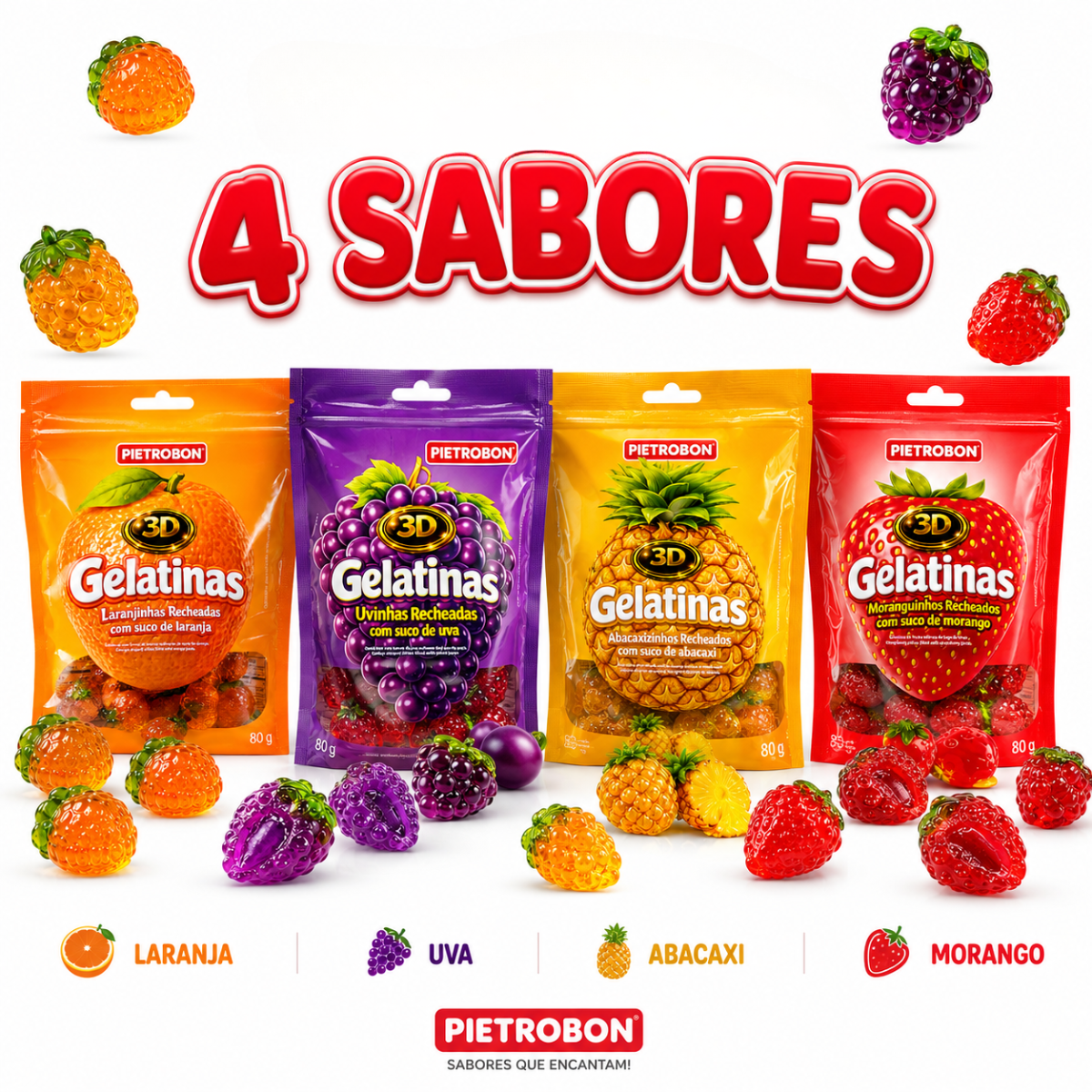 Pietrobon | GELATINA 3D ABACAXI RECHEADA 80G
