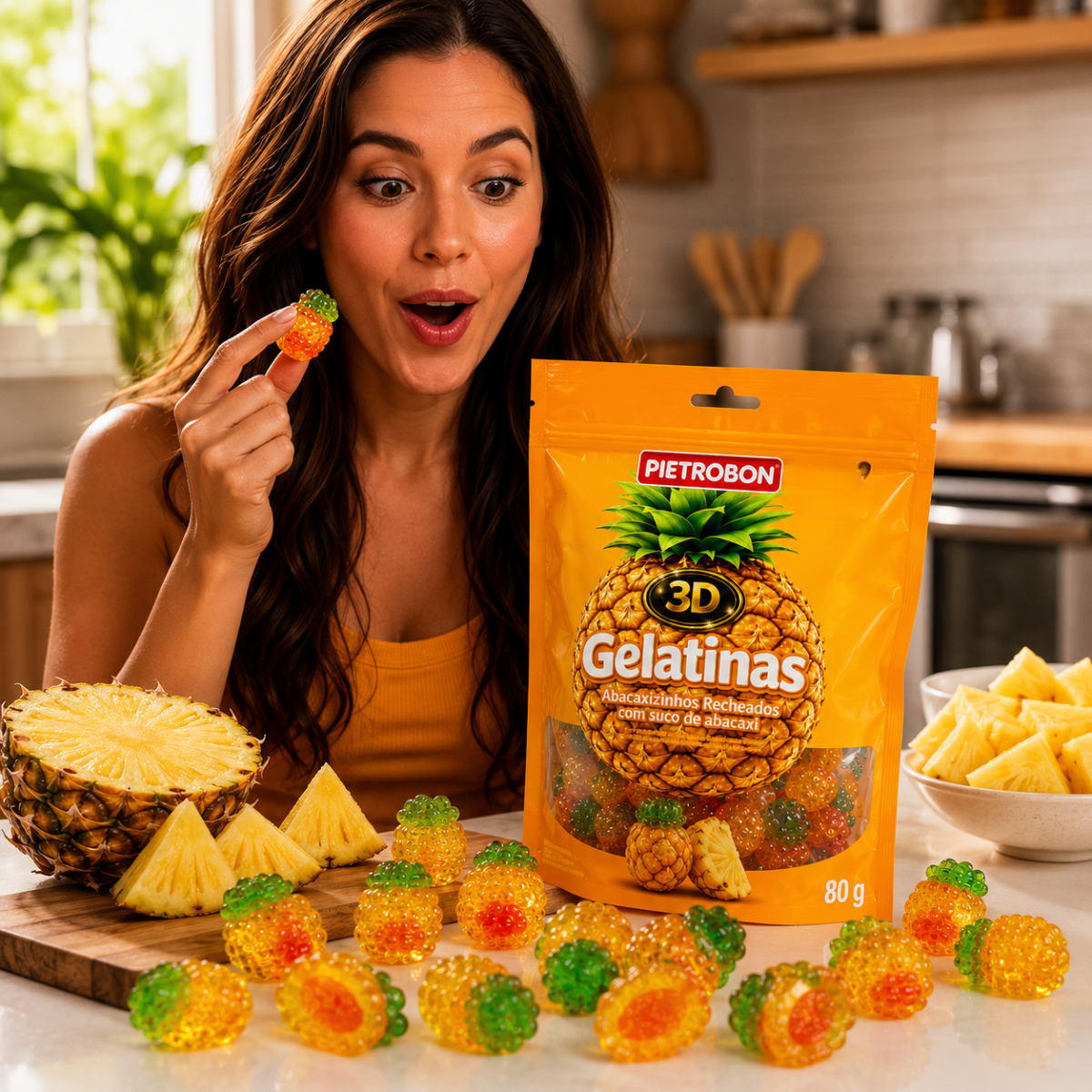 Pietrobon | GELATINA 3D ABACAXI RECHEADA 80G