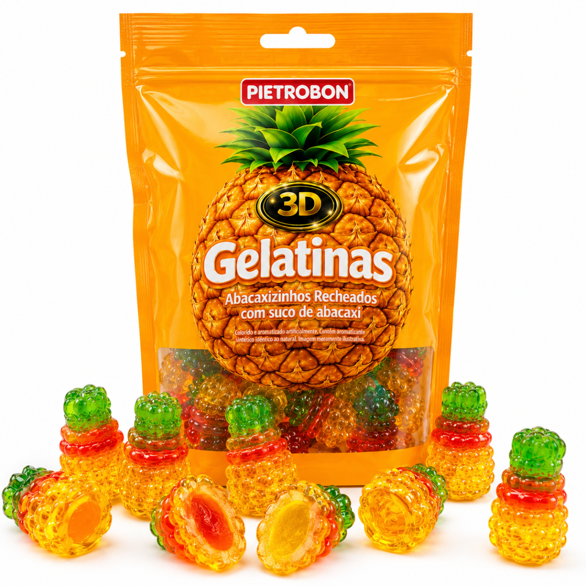 Pietrobon | GELATINA 3D ABACAXI RECHEADA 80G